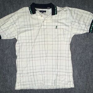 Classic White Checkered Polo Shirt vintage Payne Stewart